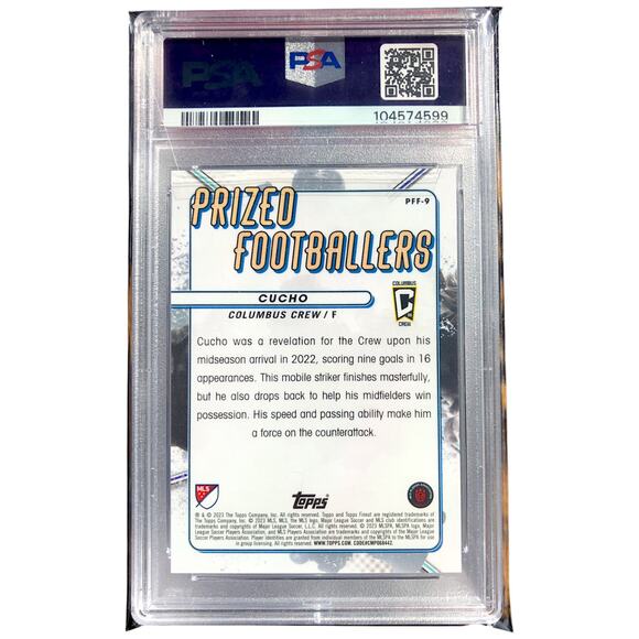 2023 Topps Finest MLS Prized Footballers Fusions BlueRed #PFF-9 Cucho /45 PSA 10 - Picture 2 of 8